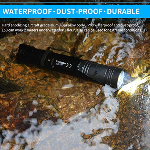 WUBEN L50 Linterna LED Alta Potencia, Recargable 1200 LM Super Brillante Antorcha Táctica Militar Pequeña Linterna de Mano, Resistente al agua IPX8, 5 Modos, Con batería, para Ciclismo Camping