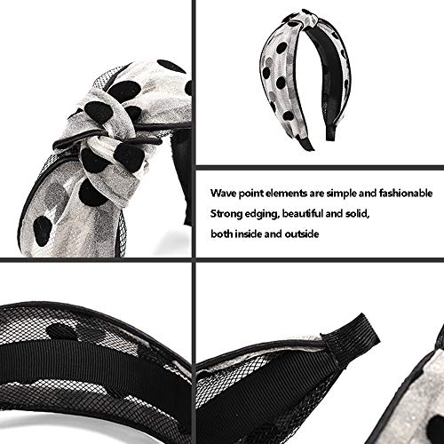 Wushu Diademas y Cintas para el Pelo Banda for El Cabello Anudada De Lunares Reticulada, Horquilla Femenina De Estilo Retro Dulce Coreano con Temperamento (Color : Beige)