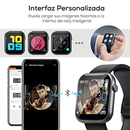 WWDOLL Smartwatch, 1.3 Pulgadas Reloj Inteligente Mujer Hombre, Reloj Deportivo con Pulsómetro, Cronómetro, Presión Arterial, Juego, Calculadora, Monitor de Sueño, IP67 Smart Watch para Android iOS