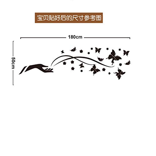Wwjwf Romántico Mariposa Negra Orquídea Dedo Etiqueta De La Pared Sala De Estar Tv/Sofá Fondo Decoración Del Hogar Mural Decal