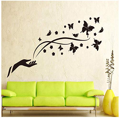 Wwjwf Romántico Mariposa Negra Orquídea Dedo Etiqueta De La Pared Sala De Estar Tv/Sofá Fondo Decoración Del Hogar Mural Decal