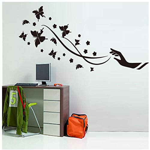 Wwjwf Romántico Mariposa Negra Orquídea Dedo Etiqueta De La Pared Sala De Estar Tv/Sofá Fondo Decoración Del Hogar Mural Decal