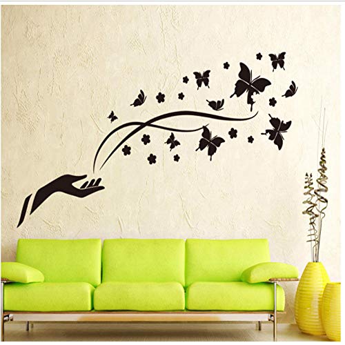 Wwjwf Romántico Mariposa Negra Orquídea Dedo Etiqueta De La Pared Sala De Estar Tv/Sofá Fondo Decoración Del Hogar Mural Decal
