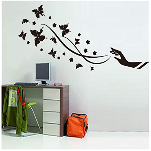 Wwjwf Romántico Mariposa Negra Orquídea Dedo Etiqueta De La Pared Sala De Estar Tv/Sofá Fondo Decoración Del Hogar Mural Decal