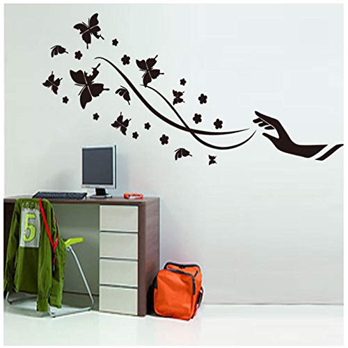 Wwjwf Romántico Negro Mariposa Orquídea Dedo Etiqueta De La Pared Sala De Estar Tv/Sofá Fondo Decoración Del Hogar Mural Decal 50X70Cm