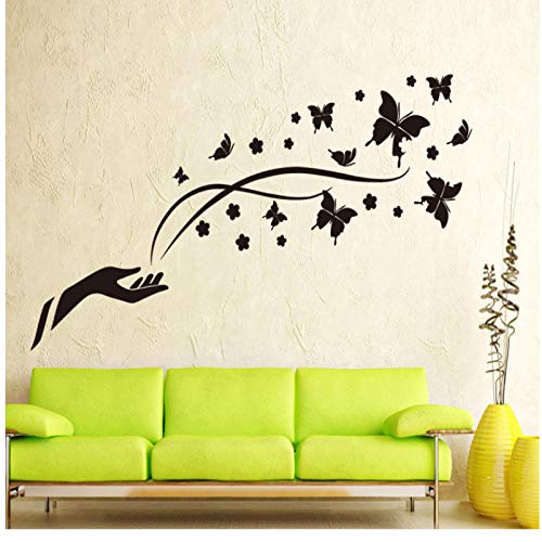 Wwjwf Romántico Negro Mariposa Orquídea Dedo Etiqueta De La Pared Sala De Estar Tv/Sofá Fondo Decoración Del Hogar Mural Decal 50X70Cm