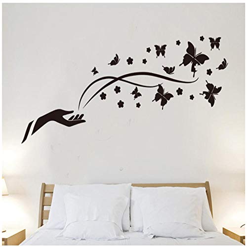 Wwjwf Romántico Negro Mariposa Orquídea Dedo Etiqueta De La Pared Sala De Estar Tv/Sofá Fondo Decoración Del Hogar Mural Decal 50X70Cm