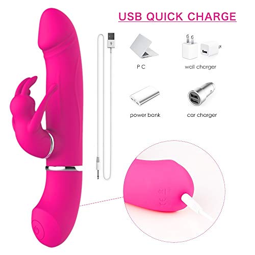 WXJZ Portátil Mujer Toys,Cóṋsòlạdóréș Séxụạléș Mujèr Vîbradóréș Ventosạ Clíțòrîș, Pén-ēș De Dóblè Silicóna, Grándèș Cóṋsòlạdór Rose Red