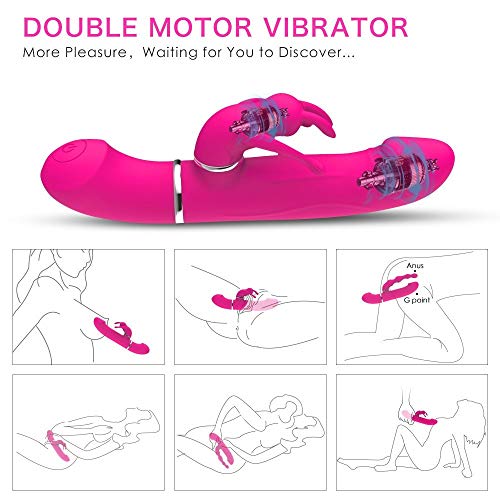 WXJZ Portátil Mujer Toys,Cóṋsòlạdóréș Séxụạléș Mujèr Vîbradóréș Ventosạ Clíțòrîș, Pén-ēș De Dóblè Silicóna, Grándèș Cóṋsòlạdór Rose Red