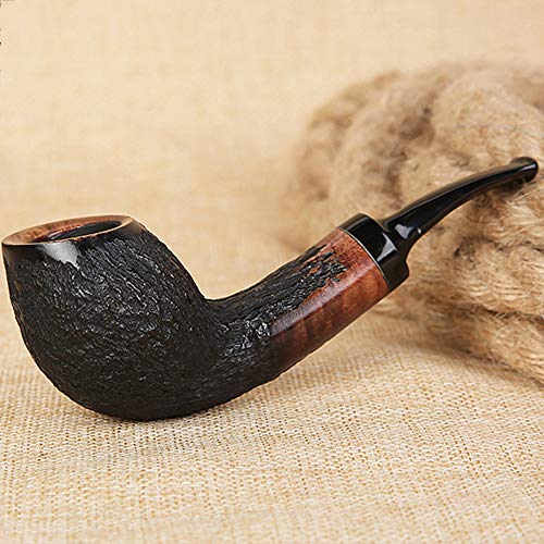 WXYLJ - Pipa de tabaco de madera maciza para fumar para hombre, clásico, hecho a mano, clásico, para tabaco, con filtro recto, juego de tabaco, extraíble y extraíble