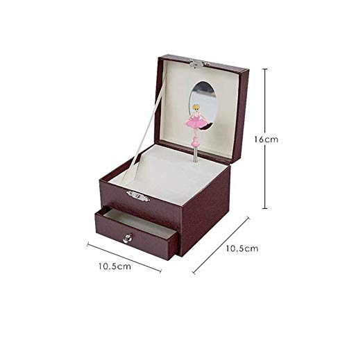 WYKDLas niñas de la joyería Caja de joyería Idea Organizador bloqueable con Espejo Caso del almacenaje del Regalo de la joyería Música Anillo Collar Cuadro Caja de Regalo de cumpleaños