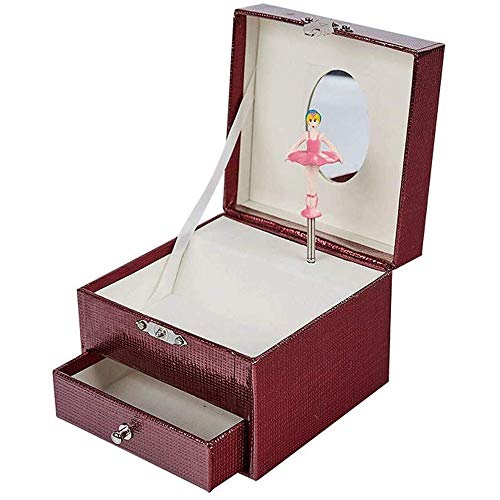 WYKDLas niñas de la joyería Caja de joyería Idea Organizador bloqueable con Espejo Caso del almacenaje del Regalo de la joyería Música Anillo Collar Cuadro Caja de Regalo de cumpleaños