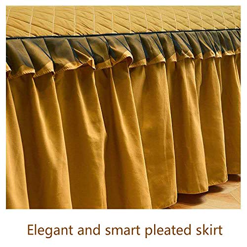 WYSTLDR - Falda de cama acolchada gruesa antideslizante de una sola pieza de cama de tres piezas, protector de colchón de tamaño completo Camel 120 x 200 cm falda de cama + 1 funda de almohada