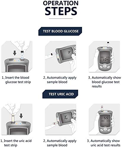 WYZXR Dos en uno 100 Tiras reactivas Glucómetro Monitor Tester de ácido úrico, Solución para el Control de la Diabetes