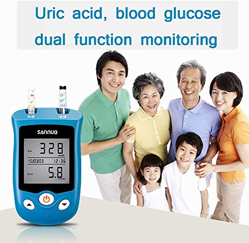 WYZXR Dos en uno 100 Tiras reactivas Glucómetro Monitor Tester de ácido úrico, Solución para el Control de la Diabetes