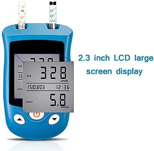 WYZXR Dos en uno 100 Tiras reactivas Glucómetro Monitor Tester de ácido úrico, Solución para el Control de la Diabetes