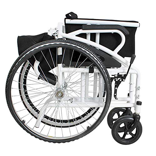 WZC Silla de ruedas Plegable Almacenamiento Ligero Ultraligero Portátil Deportes Casual Acero Rápido Amortiguador Viejo viaja Rueda pequeña Viaje en carretilla (Estilo: Rueda grande