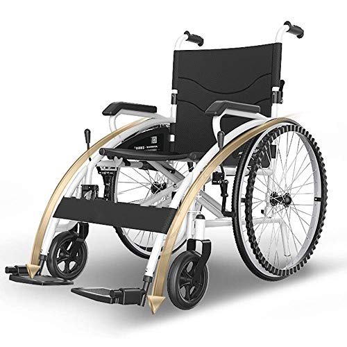 WZC Silla de ruedas Plegable Almacenamiento Ligero Ultraligero Portátil Deportes Casual Acero Rápido Amortiguador Viejo viaja Rueda pequeña Viaje en carretilla (Estilo: Rueda grande