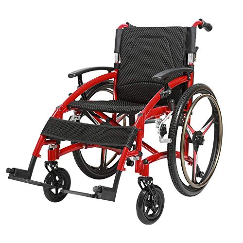 WZC Silla de ruedas Plegable Ligero Ultra ligero Portátil Deportivo Casual Aluminio Liberación rápida Amortiguador Viejo Viajando Rueda pequeña Carretilla de viaje