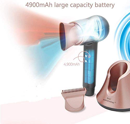WZLJW Secador de Pelo, secador de Pelo portátil inalámbrico Recargable con secador del Soplo Caliente y frío Viento de bajo Ruido con boquillas de hogar del Recorrido ggsm
