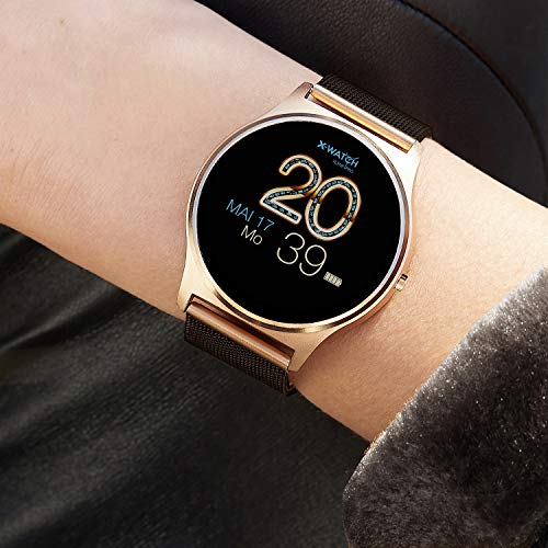 X-WATCH Joli XW Pro - Smartwatch para Mujer, Color Oro Rosa, Reloj Inteligente iOS, podómetro, Reloj para Mujer