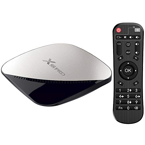 X88 Pro Android 9.0 TV Box 4GB RAM 32GB ROM RK3318 Quad-Core 64 bit Cortex-A53 CPU Penta-Core Mali-450 GPU 2.4GHz and 5GHz Dual Band WiFi H.265 4K Media Player