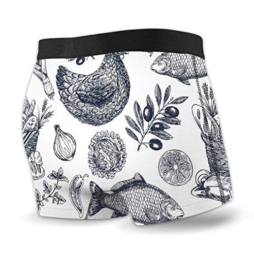 XCNGG Calzoncillos de Ropa Interior para Hombres Calzoncillos Tipo bóxer Men's Boxer Briefs Vintage Food Background, Different Kinds of Food, Illustration Stock Illustration