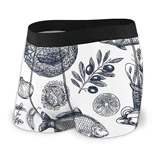 XCNGG Calzoncillos de Ropa Interior para Hombres Calzoncillos Tipo bóxer Men's Boxer Briefs Vintage Food Background, Different Kinds of Food, Illustration Stock Illustration
