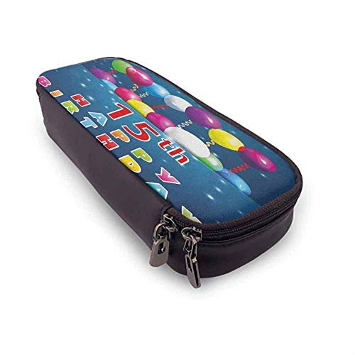 XCNGG Estuche de cuero para 15 cumpleaños con cremallera, tema de fiesta sorpresa para ocasiones festivas con globos y cintas onduladas rizadas Cremalleras lisas, impermeable multicolor