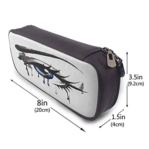 XCNGG Estuche para lápices de gran capacidad para ojos, obra de arte dramática de una mujer Ojo con pintura que gotea, cejas curvas y pestañas largas para la oficina del estudiante, la universidad, la
