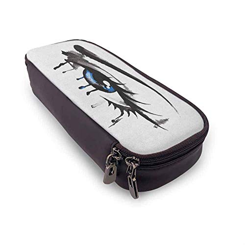 XCNGG Estuche para lápices de gran capacidad para ojos, obra de arte dramática de una mujer Ojo con pintura que gotea, cejas curvas y pestañas largas para la oficina del estudiante, la universidad, la