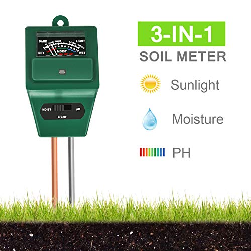 Xddias Medidor de Suelos, medidor de Humedad de Plantas 3/1 / medidor de acidez de luz/pH, higrómetro de Monitor de Agua de Suelo