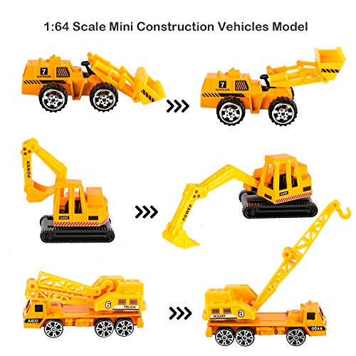 XDDIAS Mini Modelos de Construcción, 6 Pcs Aleación Modelo Camiones de Juguete, Diecast Metal Vehículos de Coches Camión Excavadora Navidad Cumpleaños Regalo para Niño 3 Años