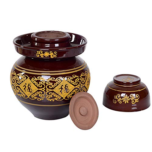 XDLYM Frascos, tarros de la salmuera Kimchi Barro domésticos, cerámica Tradicional Vendimia con la Tapa -20 * 23cm