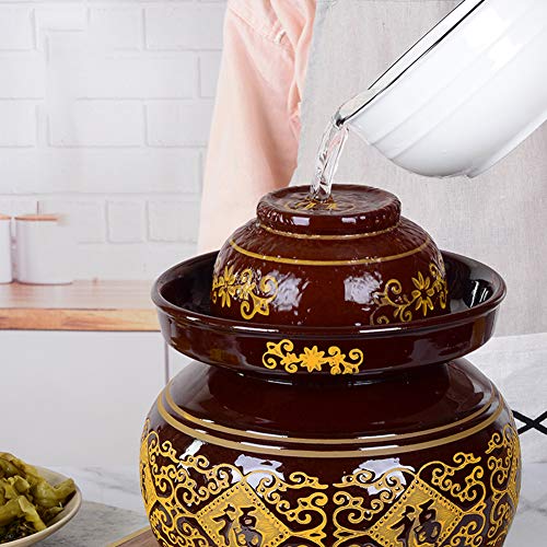 XDLYM Frascos, tarros de la salmuera Kimchi Barro domésticos, cerámica Tradicional Vendimia con la Tapa -20 * 23cm