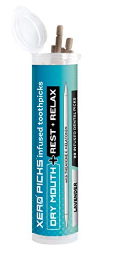 Xero Picks Palillos de dientes con sabor a infusión para prevenir la sequedad bucal, salud de las articulaciones y un aliento fresco duradero (lavanda)