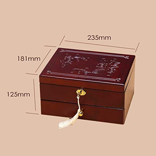 XHH Joyero con cajón y Espejo, Gran Capacidad, con Cerradura, Tallado a Mano, Organizador de Joyas de Madera, Estuche de Almacenamiento para Anillos, Pendientes, NEC Halloween