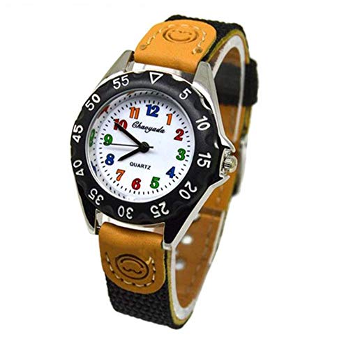 XHH Relojes para niños para niños, Moda, Dibujos Animados, Linda Correa de Nailon, Relojes para Estudiantes Masculinos y Femeninos, Negro (Accesorios de Regalo de Fiesta)
