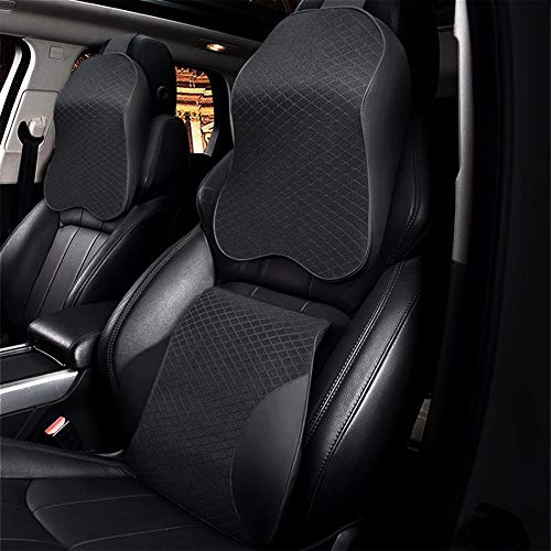 Xhtoe Almohadas de Viaje Almohada Caliente Suave y cómodo de Coches Almohada for Cuello de la PU del Cuero del Asiento de Coche del Amortiguador Lumbar Cojín reposacabezas