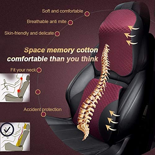 Xhtoe Almohadas de Viaje Almohada Caliente Suave y cómodo de Coches Almohada for Cuello de la PU del Cuero del Asiento de Coche del Amortiguador Lumbar Cojín reposacabezas
