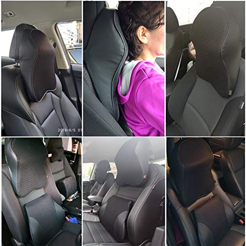Xhtoe Almohadas de Viaje Almohada Caliente Suave y cómodo de Coches Almohada for Cuello de la PU del Cuero del Asiento de Coche del Amortiguador Lumbar Cojín reposacabezas