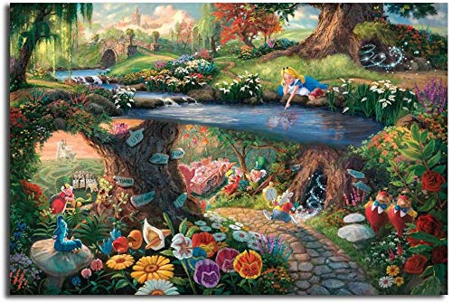 XIANGLL Cuadro En Lienzo，Impresiones de la Lona,Alicia en el país de Las Maravillas Lienzo Pintura Carteles Impresiones Pared Arte Imagen Moderna decoración del hogar niño Navidad regalos-50x70 cm