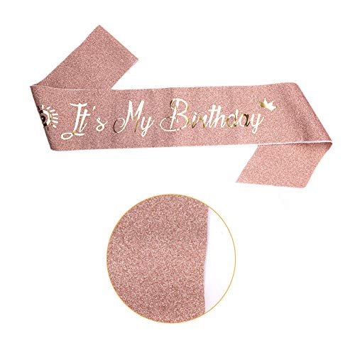 Xiangmall Oro Rosa Banda Cumpleaños Mujer Brillantes Cumpleaños Faja Cumpleaños Fiesta Decoracion Accesorios Regalo