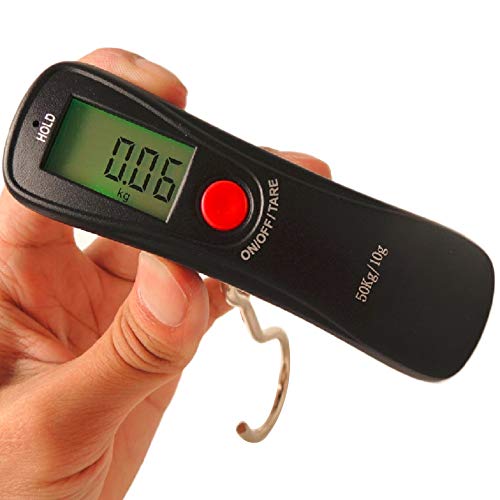 XIAOL Medición De Peso Precisa Báscula Electrónica 50 Kg Pantalla LCD Portátil Colgando Pesas De Cocina Báscula De Mano Básculas De Anzuelo De Pesca