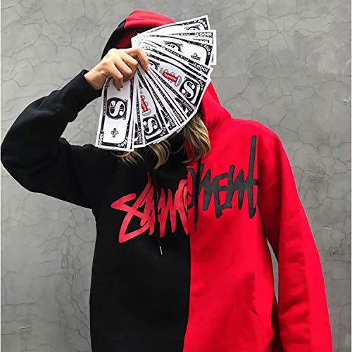 XIAOYAO Hombre Sudadera con Capucha Deportiva Manga Larga Hoodie Casual Camisa de Entrenamiento (L, Rojo Negro 2)