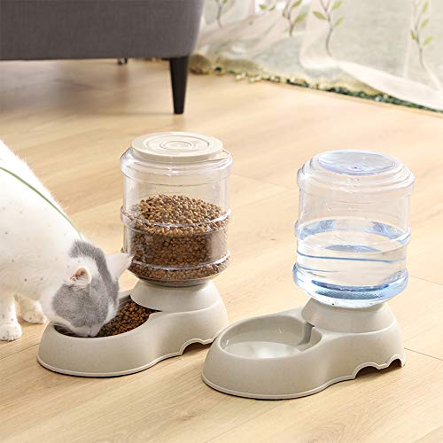 XIAPIA Dispensador de Agua Automático para Mascotas de Gatos/Perros   3.75L x 2 Piezas Preservador de Alimentos y Agua