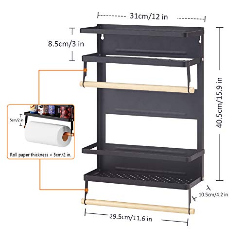 XIAPIA Estante Lateral Nevera,Multifuncional Estante del Refrigerador Estante Magnetico Nevera Estante de Cocina Magnético de Varias Capas de Gran Capacidad,Diseño Plegable para Ahorrar Espacio