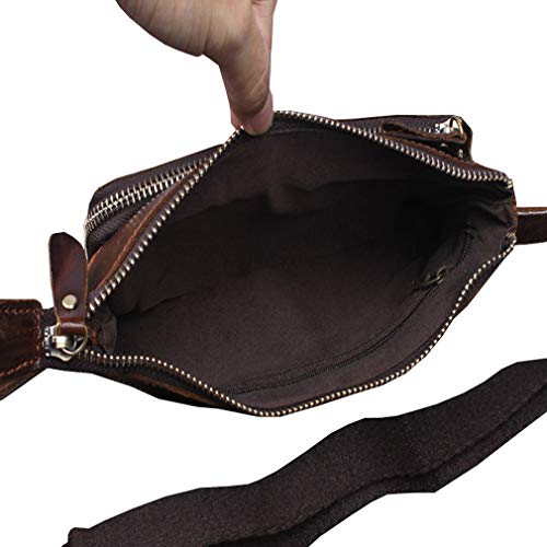 Xieben Cuero De La Vendimia Fanny Pack Bolso De La Cintura para Hombres Mujeres Viajes Senderismo Correr Hip Bum Cinturón Delgado Teléfono Celular Monedero Cartera Bolsa Café