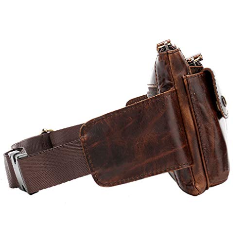 Xieben Vintage Fanny Pack De Cuero para Los Hombres Bolso De La Cadera Bolso De La Cadera Teléfono Bum Cinturón Messenger Hombro Sling Bolsas De Pecho Brown