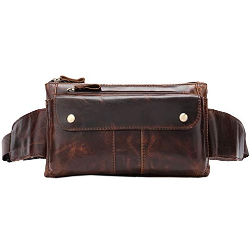 Xieben Vintage Fanny Pack De Cuero para Los Hombres Bolso De La Cadera Bolso De La Cadera Teléfono Bum Cinturón Messenger Hombro Sling Bolsas De Pecho Brown